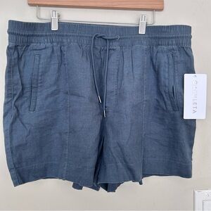NWT Athleta Retreat Linen Gray Shorts drawstring elastic waist pockets. Sz XL